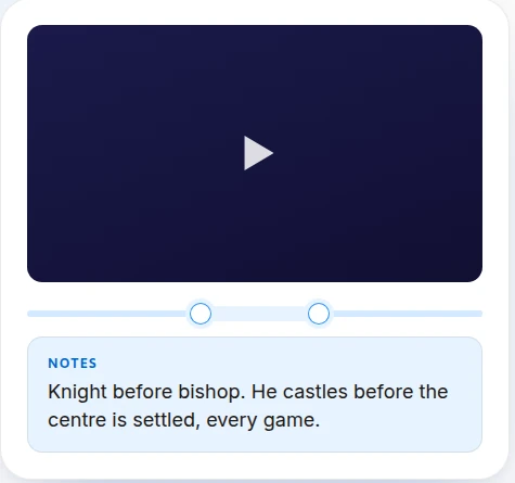 ClipNotes player with a note pinned to a moment in the video